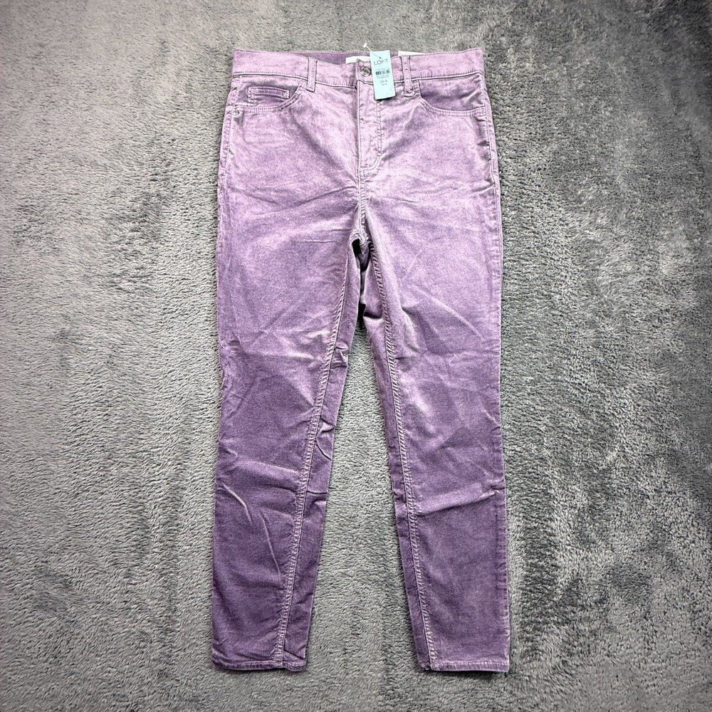 LOFT Jeans Women 8 The Skinny Petite NWT Purple Brushed Cotton High Rise Stretch